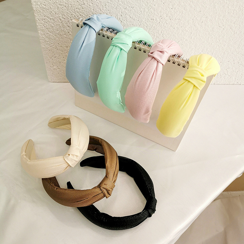 Korean Pure Color Shiny Cloth Knotted Headband display picture 2