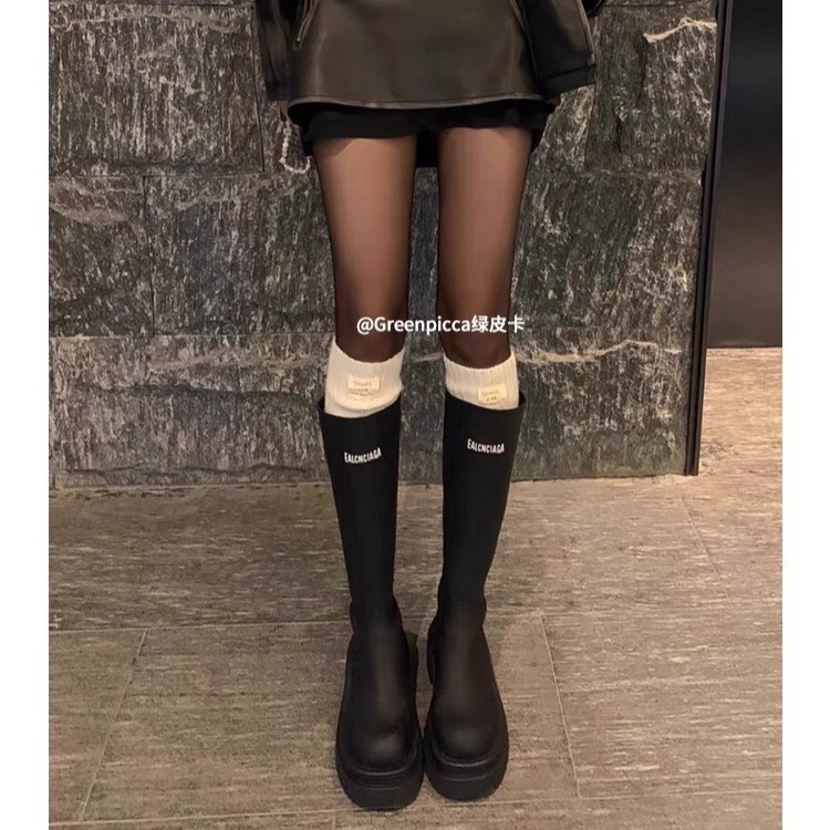 不过膝长靴女厚底高筒靴百搭瘦瘦靴粗腿2025新款春小个子弹力靴子|undefined