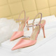 Han edition 221-1 party fine with high heels satin light mouth pointed hollow out shoes diamond one word with sandals in summer