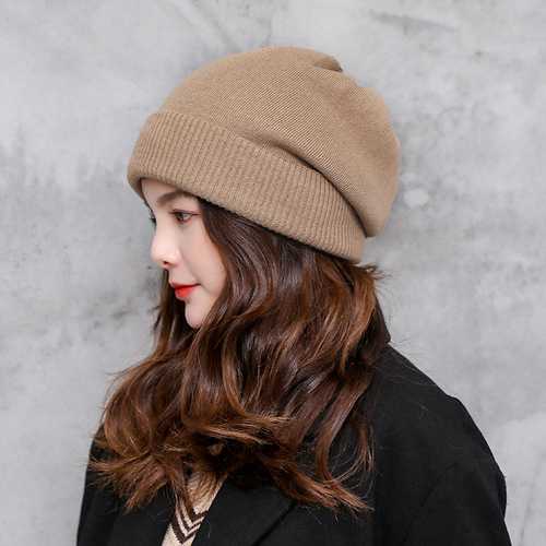 Hat Women's Autumn and Winter Korean Style Plain Wool Hat Trendy Warm Pullover Hat Men's British Versatile Ear Protection Knitted Hat