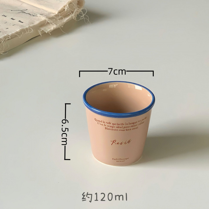 Taza de cerámica de letras mano alto barril ins taza de papel coreana retro modelado taza de café de oficina en el hogar