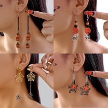 欧美跨境新款万圣流苏蜘蛛耳环时尚复古万圣节星星月亮水晶耳环女