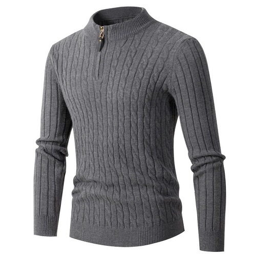 Half-height cowl neck new British style men's knit turtleneck sweater winter import zipper knit sweater for men