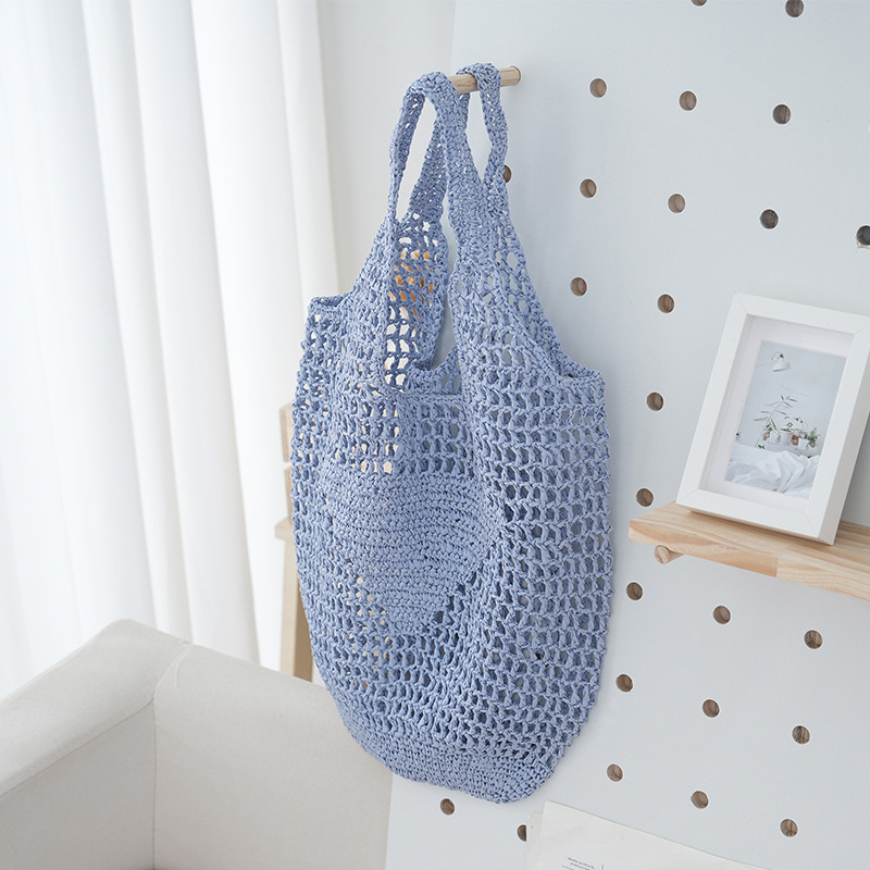 Large-Capacity Hollow Woven Versatile New Woven Bag Large-Capacity Straw Bag Fresh Style Hand-Held Beach Bag Women's Bag