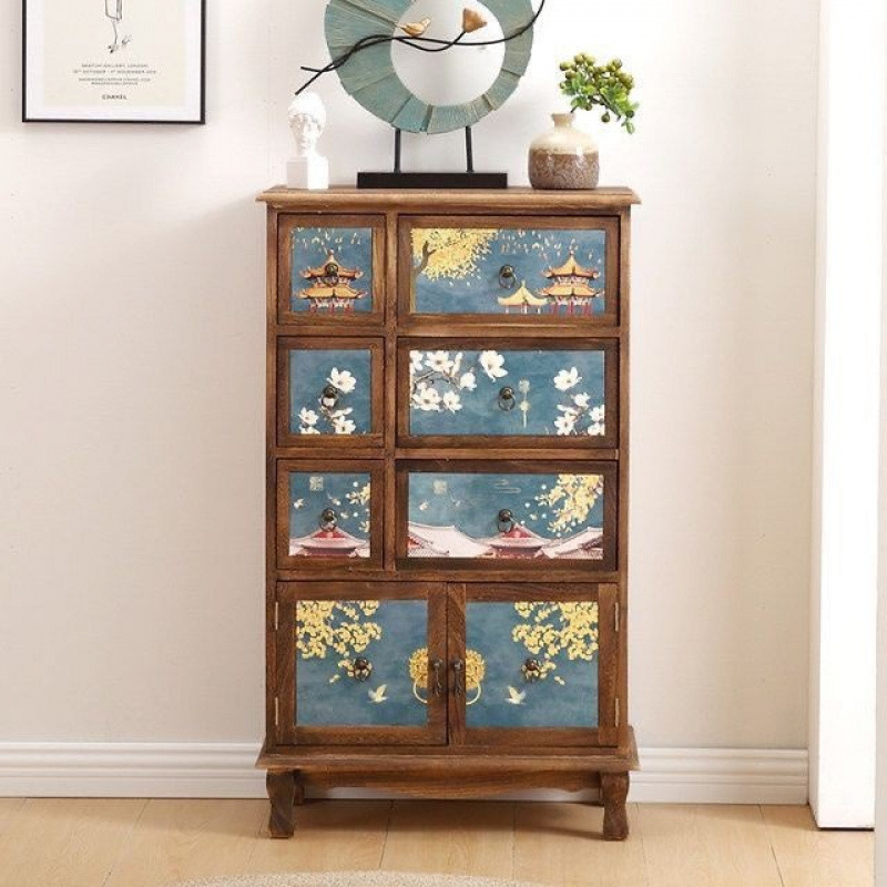 复古实木床头柜美式五斗柜欧美风玄关美式收纳柜复古床头柜复古风