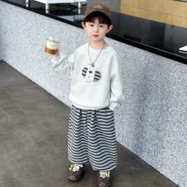 男童春秋季套装2026新款男宝宝酷帅条纹两件套儿童春装时髦衣服潮