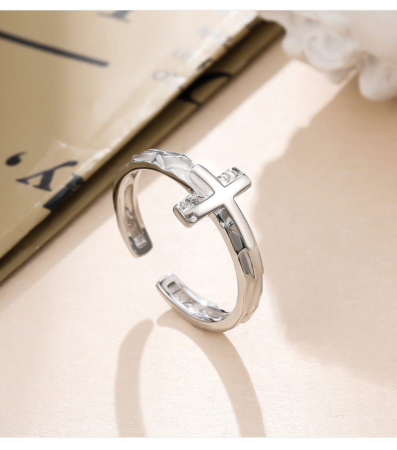 S925  Ring Irregular Wrinkle Texture Open Ring Wholesale display picture 2