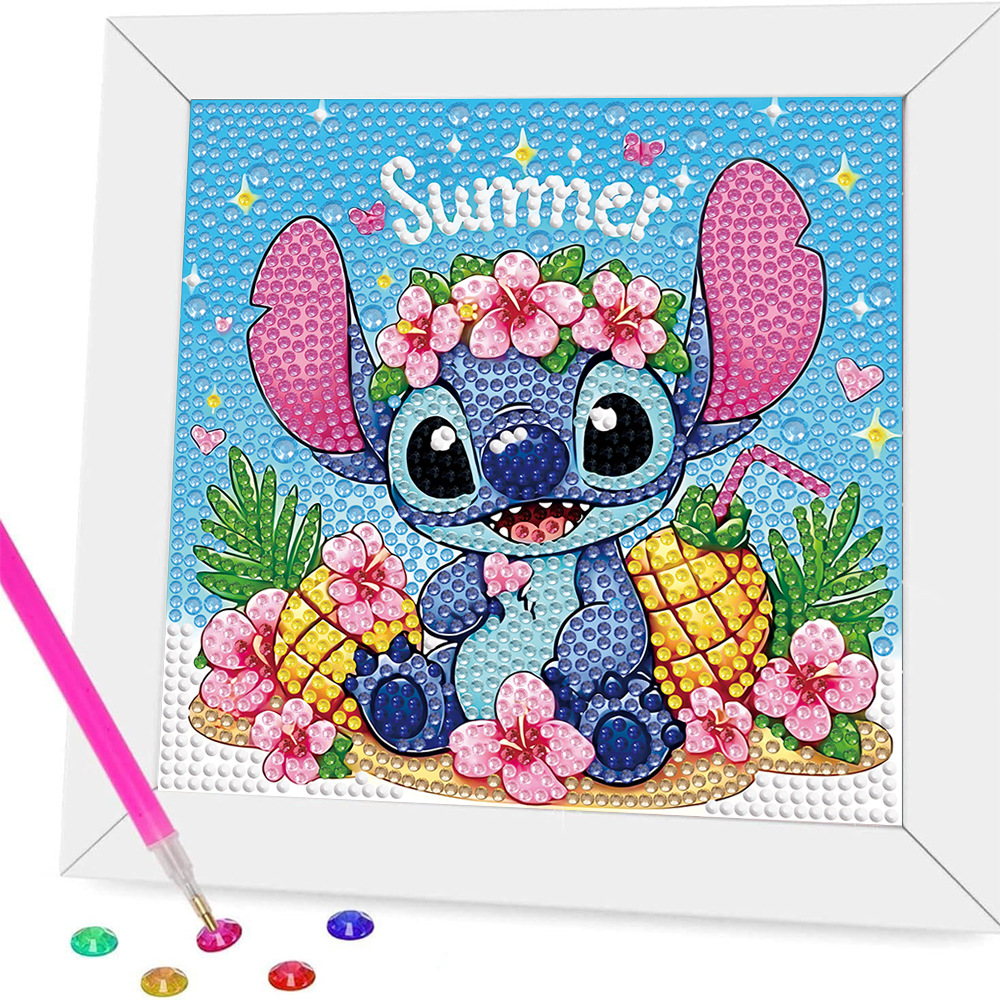 Pintura de diamantes enmarcada hecha a mano, superventas transfronteriza, de dibujos animados infantiles de la princesa Elsa, linda pintura de pegatinas de diamantes DIY