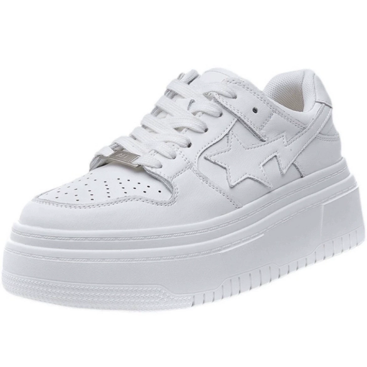 sports white shoes, summer universal sneakers platform, high casual footwear, soft sole