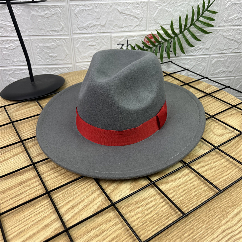 AliExpress sombrero de lana Jazz sombrero británico ala grande Xu Wenqiang mismo estilo versátil de ala ancha sombrero de caballero sombrero de rendimiento de los hombres
