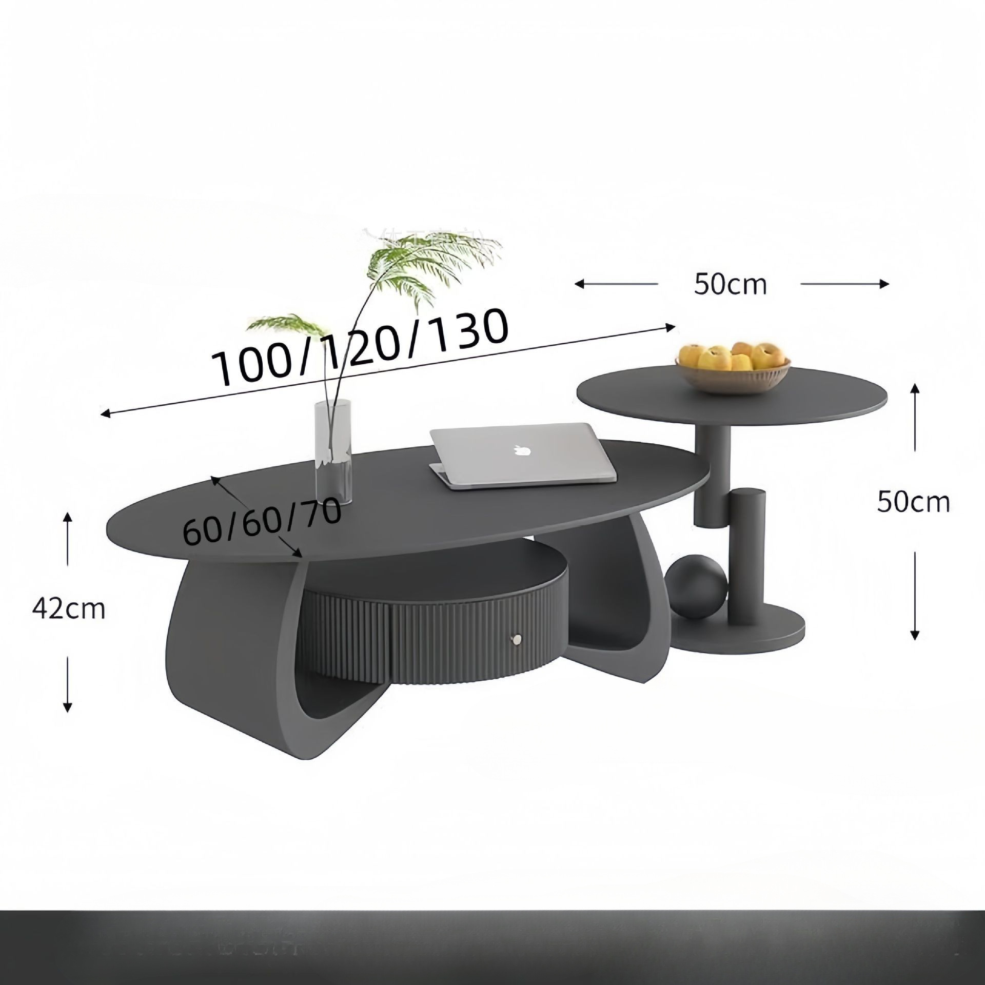 검정색 바닥 1개 + 순흑색 테이블 상판, [조합] 120*60*42 + 사이드 테이블