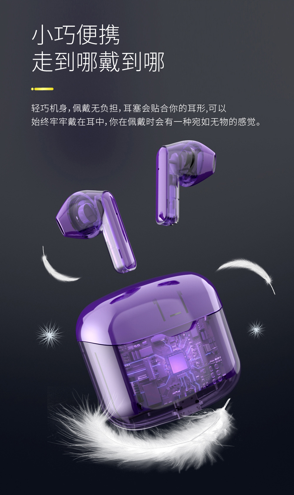 New transparent wireless Bluetooth earbuds 5.3 in-ear TWS sports Bluetooth headphones clearance sale