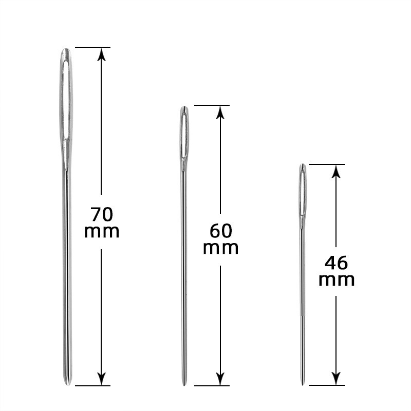 3 tamaños 15 ojos grandes agujas de coser a mano punta roma agujas de tejer a mano agujas de cuero agujas de acero agujas de agujeros grandes suéteres de lana agujas de cinta