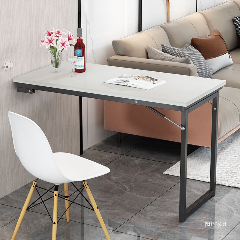 Madera sólida plegable pared simple mesa de bar contra la pared mesa plegable mesa de comedor colgada pared mesa de computadora pequeña mesa