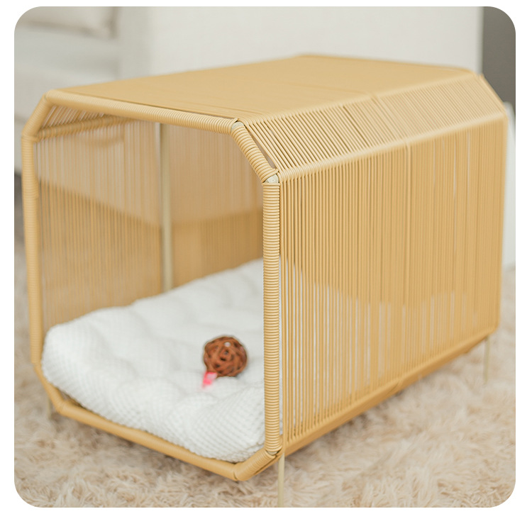 Entrega de una pieza otoño e invierno cálido transpirable gato nido ratán gato casa perrera cuatro estaciones universal semi-cerrado nido de mascotas