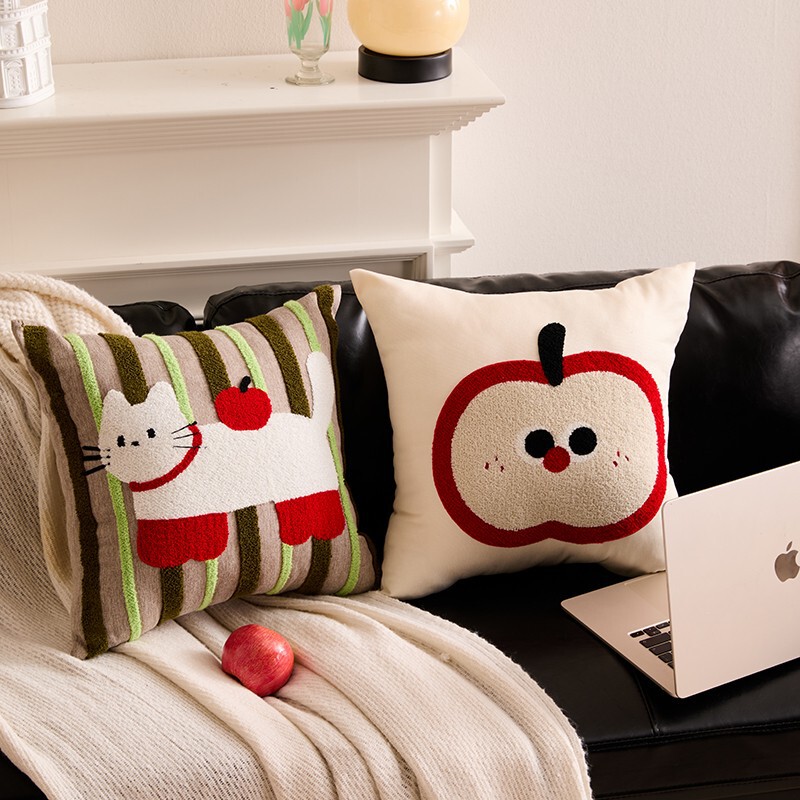 Dopamine-Inspired Towel Embroidery Pillowcase Cushion Lumbar Pillow Backrest Living Room Sofa Soft Decoration Square High-End Feel Dopamine-Inspired Towel Embroidery Pillowcase Cushion Lumbar Pillow Backrest Living Room Sofa Soft Decoration Square High-End Feel