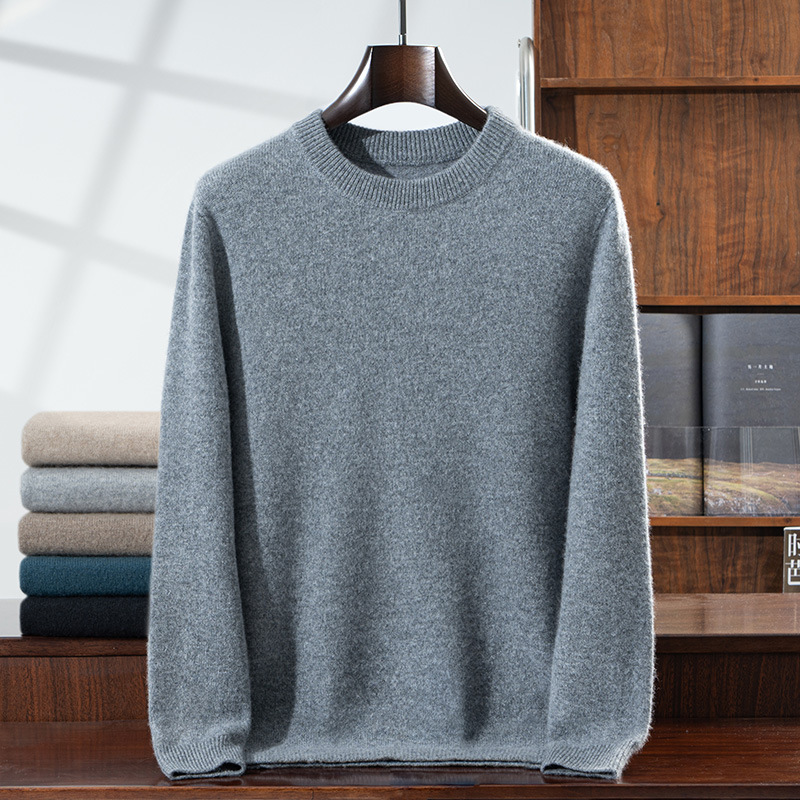 Tommy La Meng Round Neck Cashmere Sweater Men's Pure Color Pullover Loose 2025 Autumn and Winter Business Knitted Bottoming Sweater