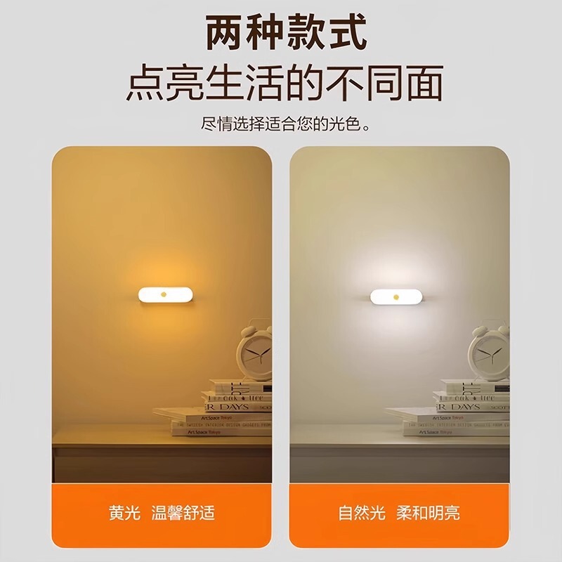人体誘導小夜灯磁気吸引充電式音響制御灯家庭用無線通路壁起夜ビル誘導灯|undefined
