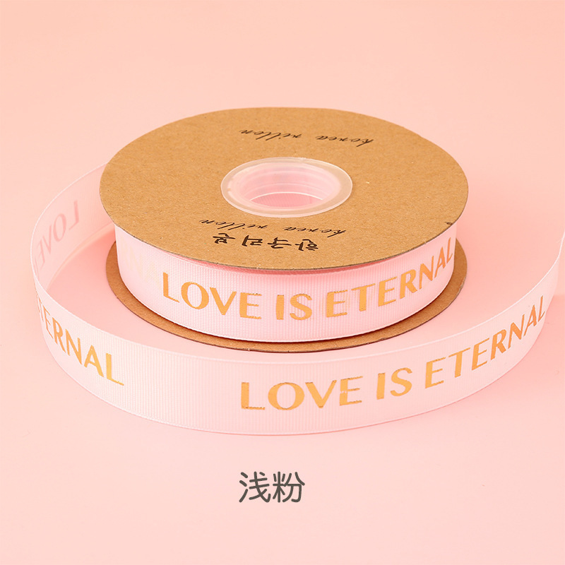 Stock 1CM estampado letras inglesas roscado cinta flores pastel de regalo decoración hecha a mano DIY cinta de alta densidad