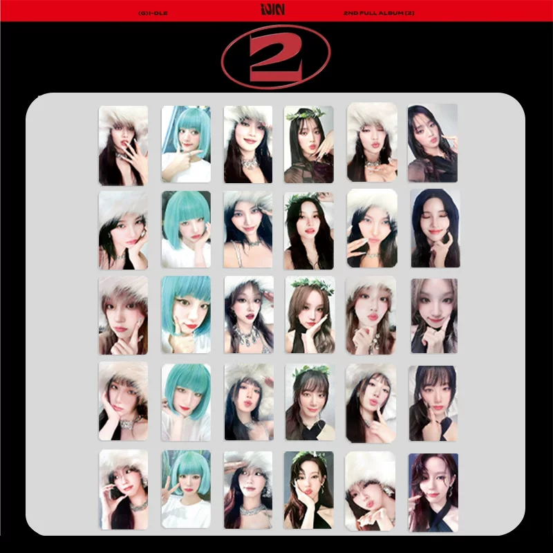 Набор фотокарт (G) I-DLE 2 альбом, K4 специальные случайные подписанные карты — 6 шт., 8,5×5,4 см