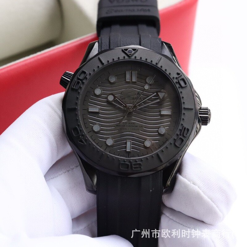 Oujia Haima 300 Black Warrior Series Men's Watch Fully Automatic Mechanical Imported Rubber Strap Watch Wholesale