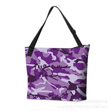 外贸新款便携迷彩紫印花旅行袋简约大方女性手提袋实用逛街购物包