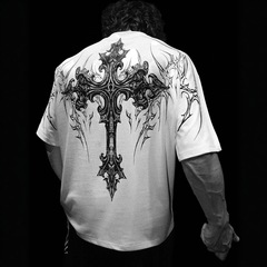 Breathedivinity男士超大T恤暗黑风格美式潮牌运动休闲棉印花短袖