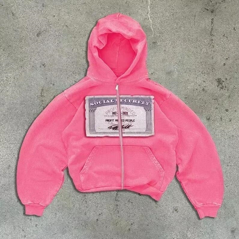 Other Hoodie Social Security Graphic Pink