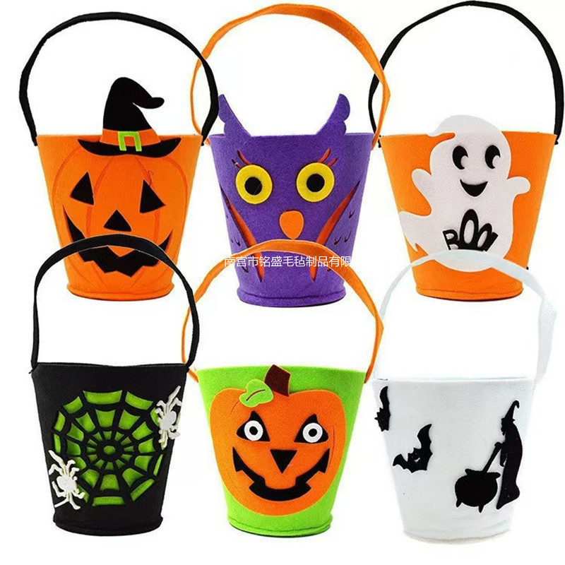 新しいフェルトキャンディーバッグ不織布ハンドバッグクリスマスギフトバッグハロウィンギフトカボチャバケツ卸売|undefined