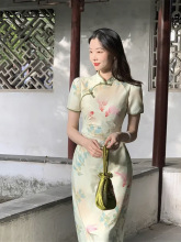 新中式国风高级感改良旗袍连衣裙女夏季小众设计收腰显瘦气质长裙
