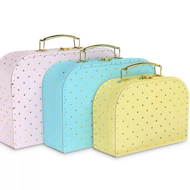 定制生产手儿童包装手提盒，custom cardboard suitcase box