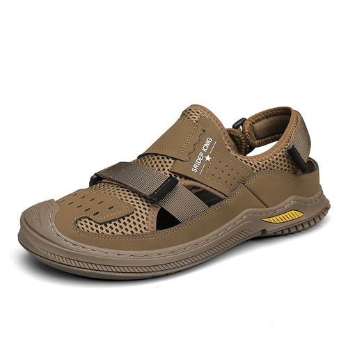 Men's summer beach sandals, Crocs, hollow breathable casual shoes, fashionable outdoor wading shoes, hiking sneakers