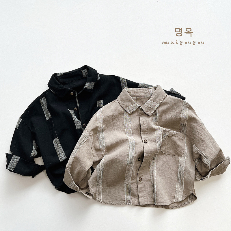 Ropa infantil camisa personalizada para niños 2024 Primavera y otoño nuevos niños de algodón japonés cardigan Top niños y niñas moda coreana