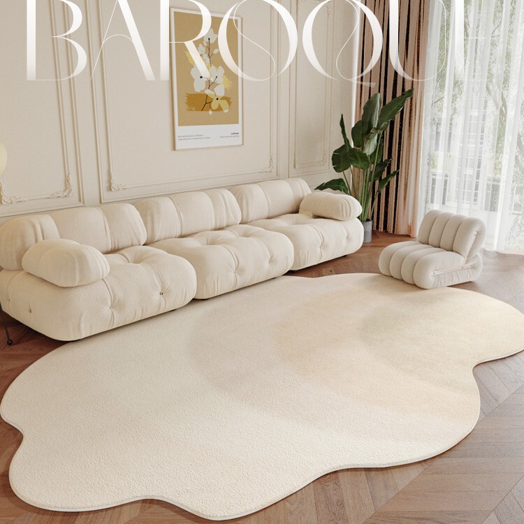 Cross-border Cashmere Carpet Irregular Light Luxury Living Room Sofa Advanced Creamy Style Bedroom Bedside Shaped Floor Mat