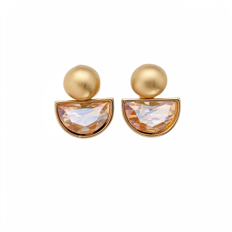 Diamante semicircular orejas de mujer sin agujeros de orejas personalidad simple temperamento amplio aretes ligeros de lujo alta sensación auriculares al por mayor