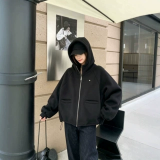820加绒韩系开衫女2026冬季外贸百搭运动休闲时尚韩系加绒外套女