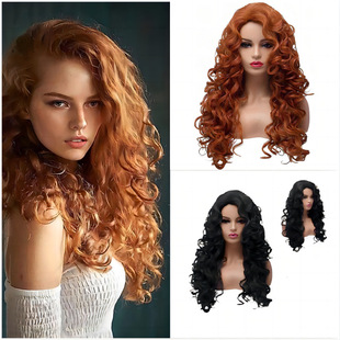 New Brave Legend Merida Princess cos Wig Espoodle Roll Long Curly Hair Halloween cosplay Headgear