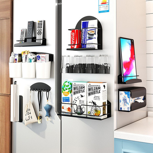 Cross-border refrigerator magnetic storage rack side door storage box punch-free gap wall hanging rack kitchen home storage rack