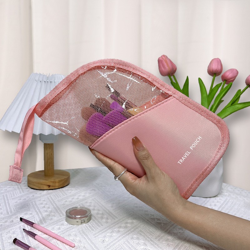 Nueva bolsa de maquillaje vertical máscara de lápiz labial multifuncional bolsa de maquillaje de gran capacidad de viaje de negocios bolsa de almacenamiento de moda