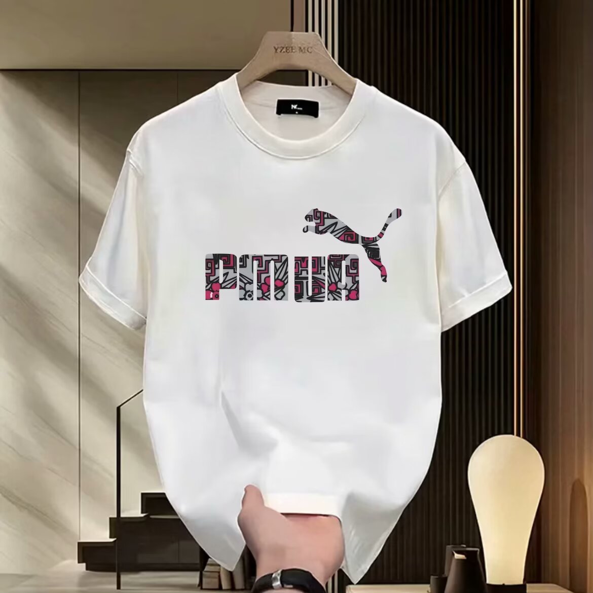 레오파드 화이트 반소매