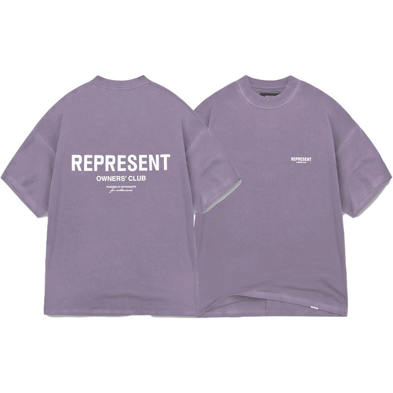 American High Street REPRESENT letra impresa retro hombres y mujeres pareja cuello redondo suelta camiseta de manga corta marea