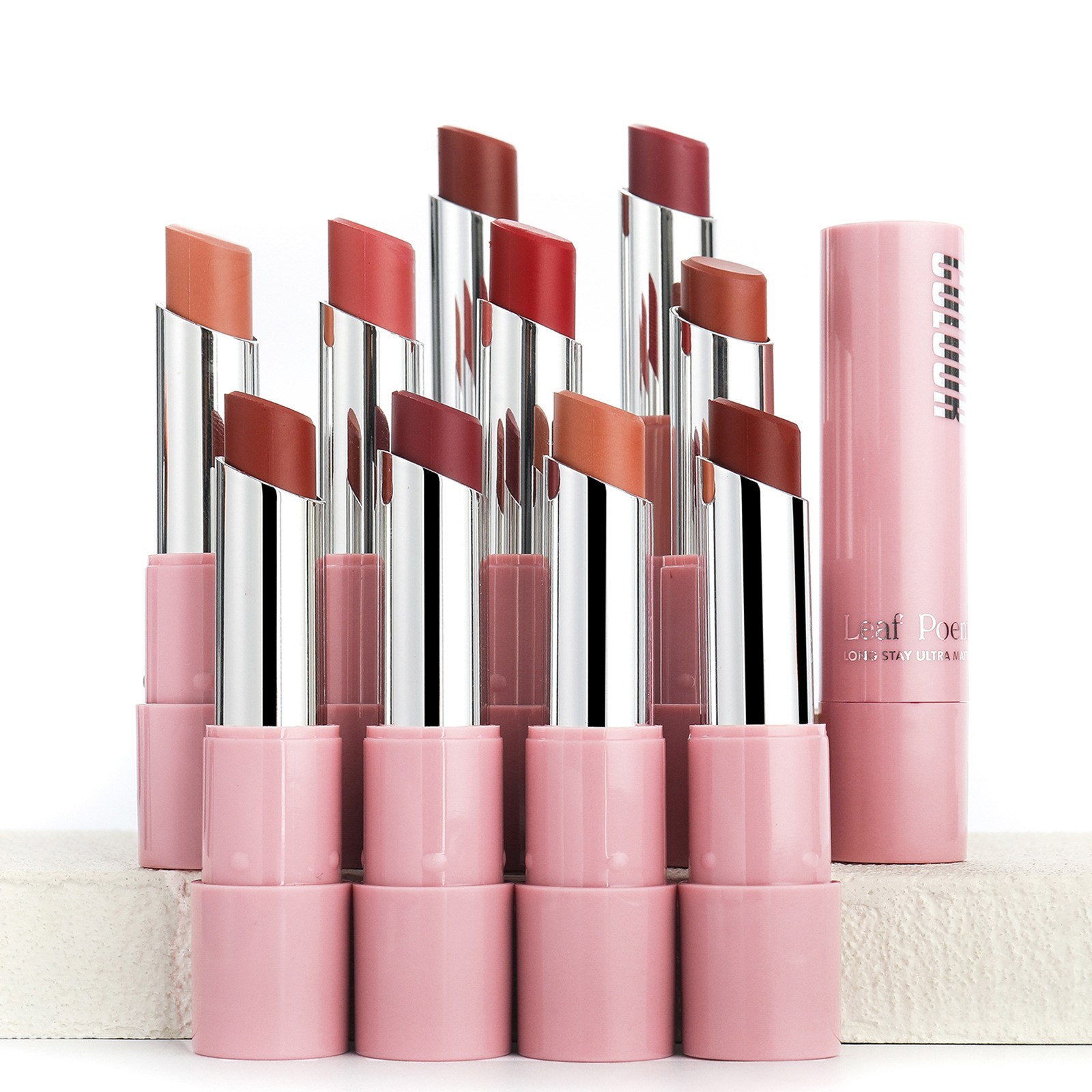 Suministro transfronterizo de Europa y América mat lipstick un conjunto completo de dos en uno de color desnudo frijol velvet lápiz de lápiz labial set lipstick