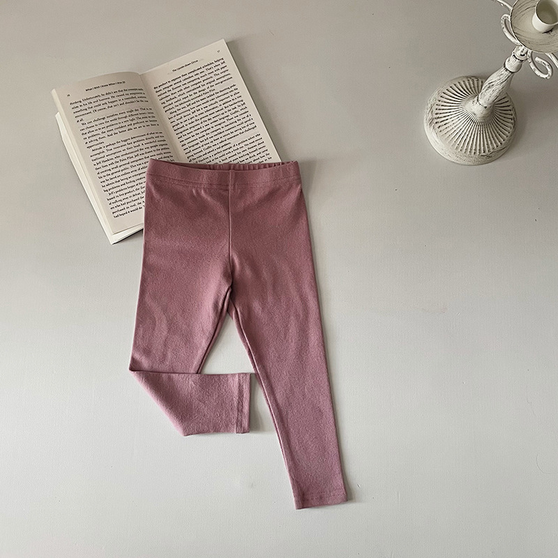 INS estilo coreano bebé polainas nuevo algodón Mediados de cintura pantalones de los niños de color sólido casual ropa de abrigo Delgado Leggings