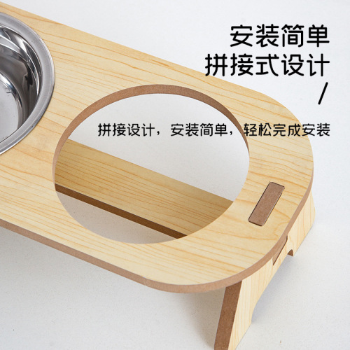 Cat Bowl Dog Bowl Cat Food Bowl Pet Bowl Pet Stainless Steel Cat Collar Two-in-One Dog Bowl Stand Anti-Toppling