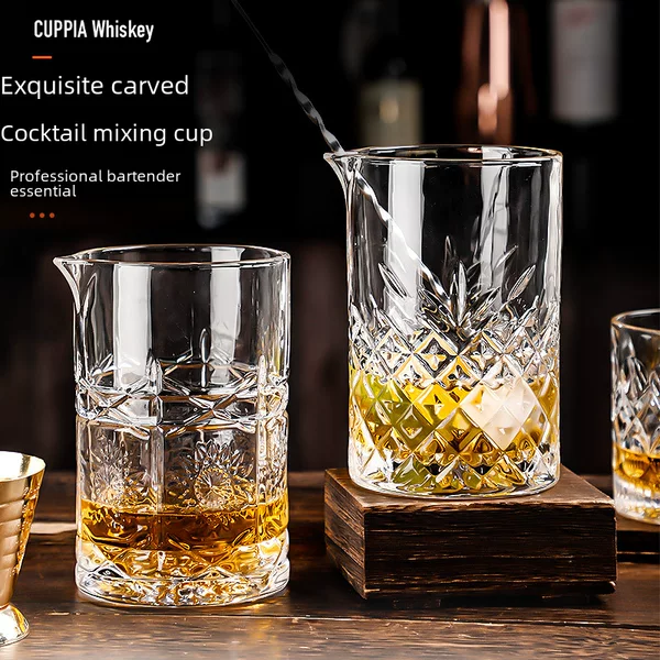 Japanese Grids Pattern Cocktail Shaker Bar Supplies Cocktail Mixing Cup Large Glass Shaker Shaker Tool