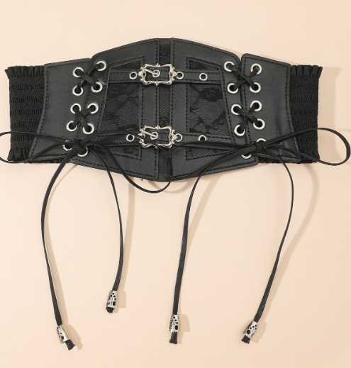 Holiday, Daily Occasion Imitation Leather Material Solid Color Pattern Casual Solid Color Imitation Leather Rivet Women's Corset Belts