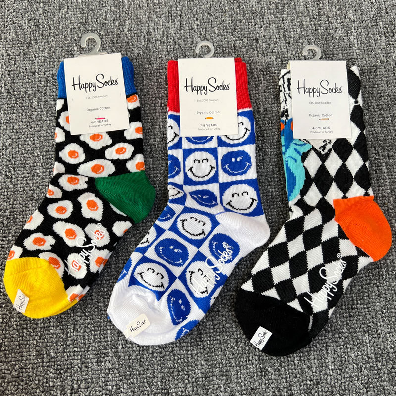 happysocks童襪卡通動漫可愛兒童襪子男女寶寶四季百搭中筒襪批發