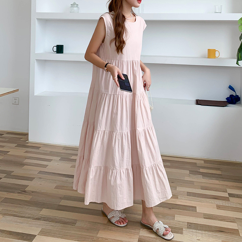 Summer shiffon solid long skirt sleevless