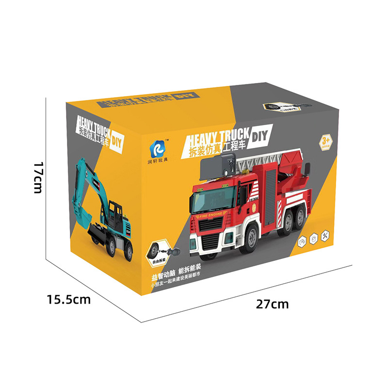 Envío gratuito grande desmontaje ingeniería vehículo juguete DIY tuerca desmontable montaje simulación minería vehículo modelo camión de bomberos