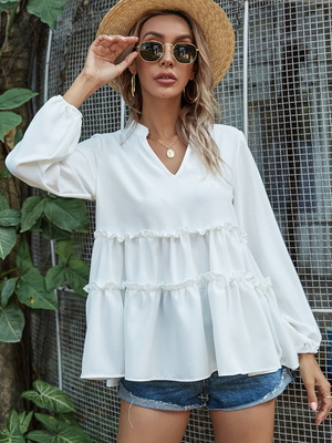 2021 Europe and America Amazon Spring and summer new pattern leisure time grace V. shirt